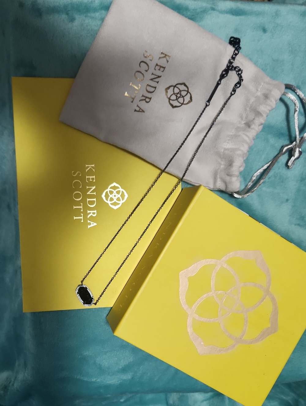 Kendra Scott Black Oval Pendant Necklace with Silver Chain